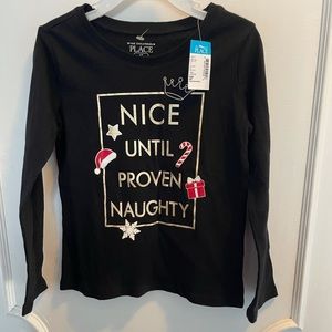 Kids 4t childrens place black long sleeve christmas holiday shirt brand new